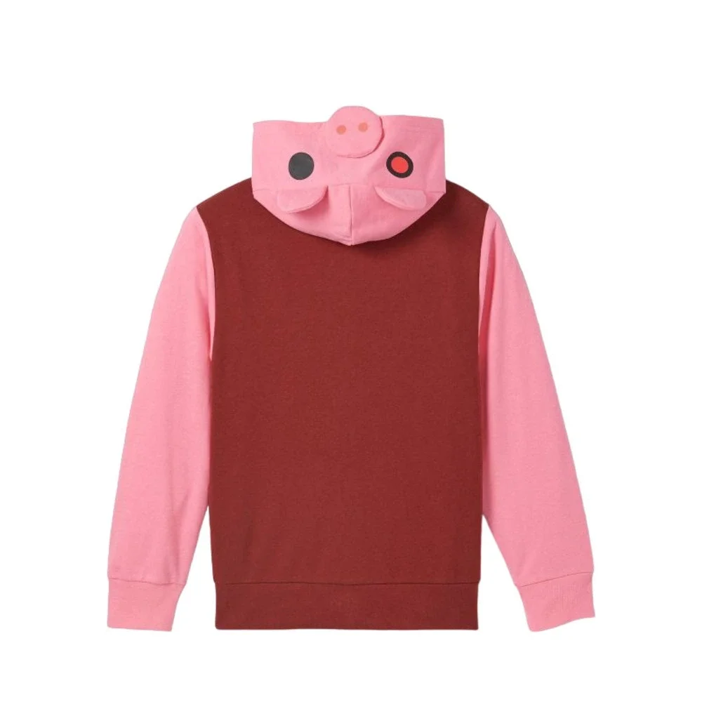 Boys Piggy Cosplay Hooded Sweatshirt Pink/Burgundy Size S - Picture 2 of 4